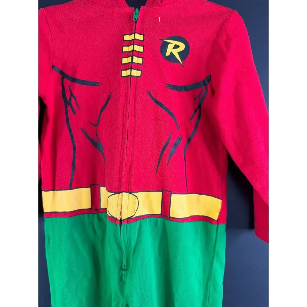 DC Comics Batman and Robin Toddler Costume 3T Hooded Jumpsuit Halloween EUC